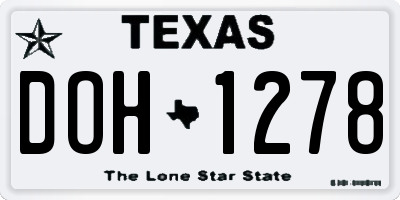 TX license plate DOH1278