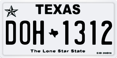TX license plate DOH1312