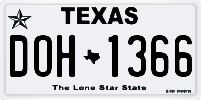 TX license plate DOH1366