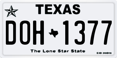 TX license plate DOH1377