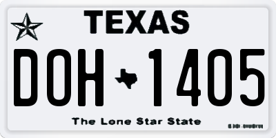 TX license plate DOH1405