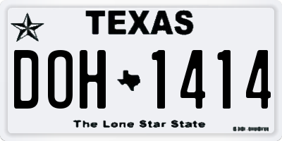 TX license plate DOH1414