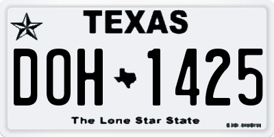 TX license plate DOH1425