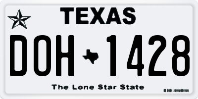 TX license plate DOH1428