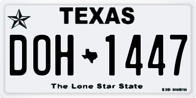 TX license plate DOH1447
