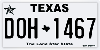 TX license plate DOH1467