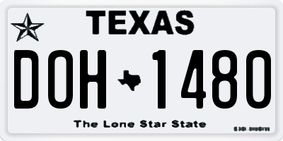 TX license plate DOH1480