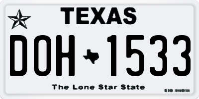 TX license plate DOH1533