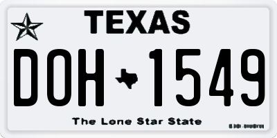 TX license plate DOH1549