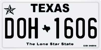 TX license plate DOH1606