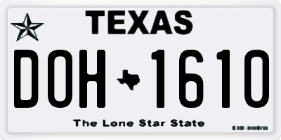 TX license plate DOH1610
