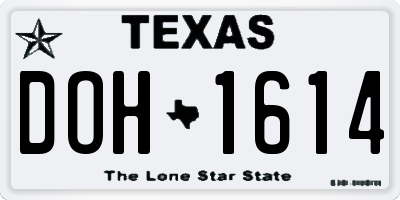 TX license plate DOH1614