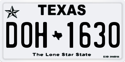 TX license plate DOH1630