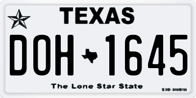 TX license plate DOH1645