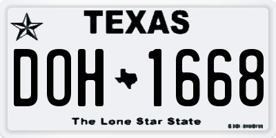 TX license plate DOH1668