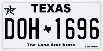 TX license plate DOH1696
