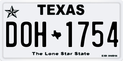 TX license plate DOH1754
