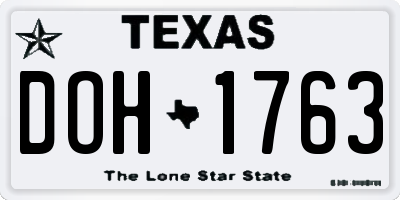 TX license plate DOH1763