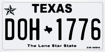 TX license plate DOH1776