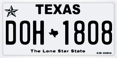 TX license plate DOH1808