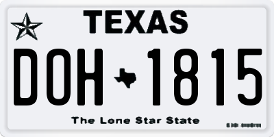 TX license plate DOH1815