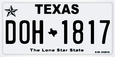 TX license plate DOH1817