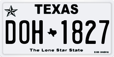 TX license plate DOH1827