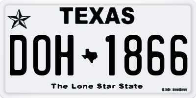 TX license plate DOH1866