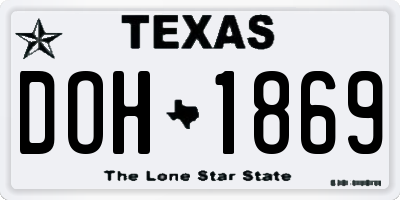 TX license plate DOH1869