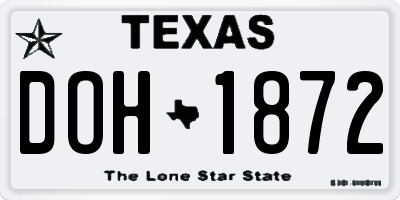 TX license plate DOH1872