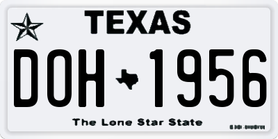 TX license plate DOH1956