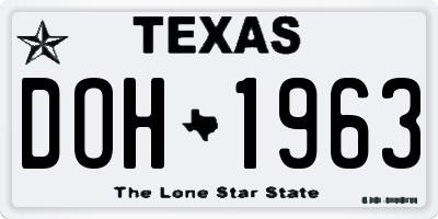 TX license plate DOH1963