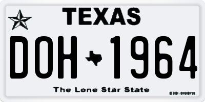 TX license plate DOH1964