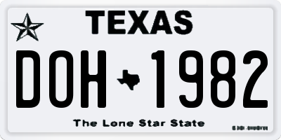 TX license plate DOH1982