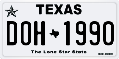 TX license plate DOH1990