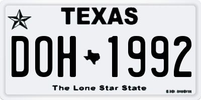 TX license plate DOH1992