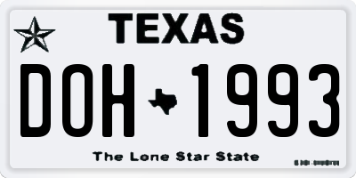 TX license plate DOH1993