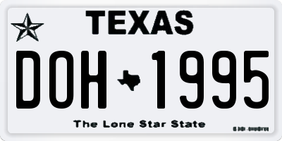 TX license plate DOH1995