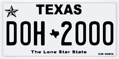 TX license plate DOH2000