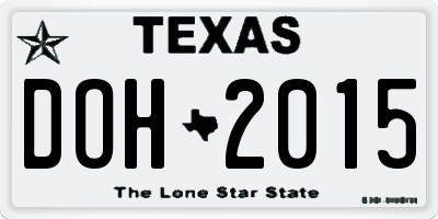 TX license plate DOH2015