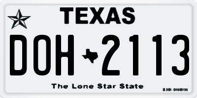 TX license plate DOH2113