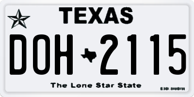 TX license plate DOH2115