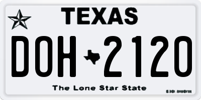 TX license plate DOH2120