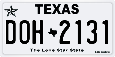 TX license plate DOH2131