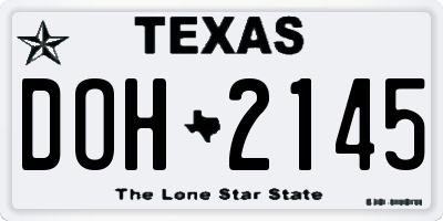 TX license plate DOH2145