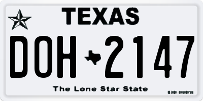 TX license plate DOH2147