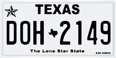 TX license plate DOH2149