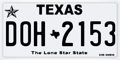 TX license plate DOH2153