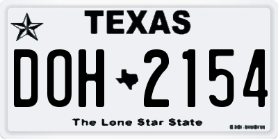 TX license plate DOH2154