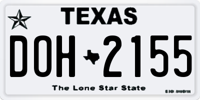 TX license plate DOH2155